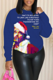White Red Christmas Letter Grinch Santa Print Round Neck Long Sleeve Loose Fall Winter Sweatshirts Tops