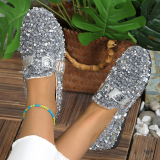 Glitter Slip-On Sneakers Casual Sequins Round Comfortable Loafer Flats Shoes