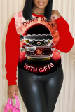 White Red Christmas Letter Grinch Santa Print Round Neck Long Sleeve Loose Fall Winter Sweatshirts Tops