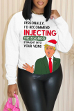 White Red Christmas Letter Grinch Santa Print Round Neck Long Sleeve Loose Fall Winter Sweatshirts Tops