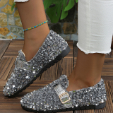 Glitter Slip-On Sneakers Casual Sequins Round Comfortable Loafer Flats Shoes