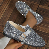 Glitter Slip-On Sneakers Casual Sequins Round Comfortable Loafer Flats Shoes