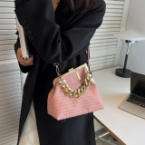 Black PU Leather Daily Party Club Patchwork Chains Handbags Clutch Crossbody Bags