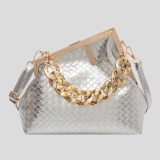 Black PU Leather Daily Party Club Patchwork Chains Handbags Clutch Crossbody Bags