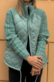Khaki Casual Zip-up Mandarin Collar Long Sleeve Fall Winter Sweater Padded Jackets Coats Outerwear