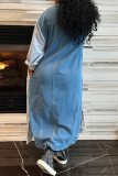 Apricot Long Sleeve Contrast Panel Oversized Graphic Sweatshirt Denim Maxi Dress