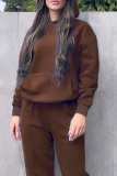 Dark Green Casual Sportswear Hooded Long Sleeve Sweatshirt And Pants Plus Size Two Pieces Jogger Sets