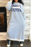 Apricot Long Sleeve Contrast Panel Oversized Graphic Sweatshirt Denim Maxi Dress