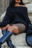 White Loose Cotton Screw Thread Off Shoulder Long Flare Sleeve Fall Winter Knitted Sweater Tops