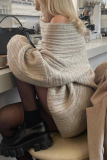 White Loose Cotton Screw Thread Off Shoulder Long Flare Sleeve Fall Winter Knitted Sweater Tops
