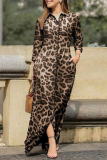 Pink Graphics Print Turndown Collar Long Sleeve Pocket Casual Outing Vacation Maxi Shirt Dresses
