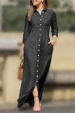 Pink Graphics Print Turndown Collar Long Sleeve Pocket Casual Outing Vacation Maxi Shirt Dresses