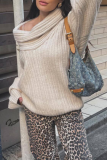 White Loose Cotton Screw Thread Off Shoulder Long Flare Sleeve Fall Winter Knitted Sweater Tops
