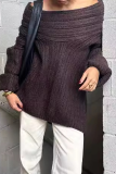 White Loose Cotton Screw Thread Off Shoulder Long Flare Sleeve Fall Winter Knitted Sweater Tops
