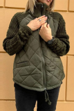 Khaki Casual Zip-up Mandarin Collar Long Sleeve Fall Winter Sweater Padded Jackets Coats Outerwear