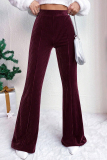 Peacock Blue Casual Corduroy Texture Regular High Waist Speaker Skinny Flared Pants Bottoms