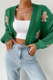 Black Casual Biscuit Man Dropped Shoulder Cardigan Fall Spring Short Knitted Sweater Coats Jacket