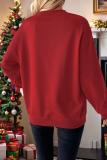 Red Christmas Love Print Bow Decor Round Neck Round Neck Long Sleeve Fall Winter Sweatshirts Tops