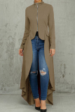 WhiteC asual Print Zipper Collar Long Sleeve Irregular Hem Formal Office Lady Maxi Blazer Dresses