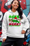 White Pink Casual Christmas Grinch Top Long Sleeve Fall Winter Hooded Sweatshirt