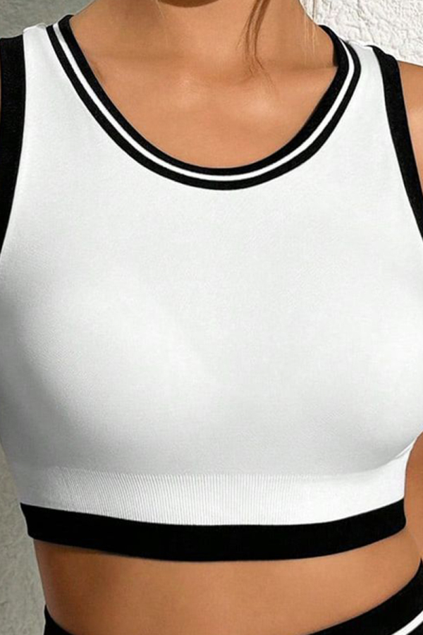 White Skinny Sportswear Gym Yoga Patchwork Contrast Underwear Bras