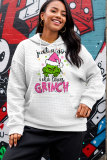 White Pink Casual Christmas Grinch Top Long Sleeve Fall Winter Hooded Sweatshirt