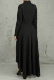 WhiteC asual Print Zipper Collar Long Sleeve Irregular Hem Formal Office Lady Maxi Blazer Dresses