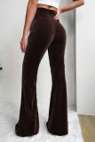 Peacock Blue Casual Corduroy Texture Regular High Waist Speaker Skinny Flared Pants Bottoms
