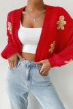 Black Casual Biscuit Man Dropped Shoulder Cardigan Fall Spring Short Knitted Sweater Coats Jacket