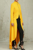 WhiteC asual Print Zipper Collar Long Sleeve Irregular Hem Formal Office Lady Maxi Blazer Dresses