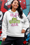 White Pink Casual Christmas Grinch Top Long Sleeve Fall Winter Hooded Sweatshirt