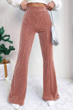 Peacock Blue Casual Corduroy Texture Regular High Waist Speaker Skinny Flared Pants Bottoms
