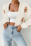 Black Casual Biscuit Man Dropped Shoulder Cardigan Fall Spring Short Knitted Sweater Coats Jacket