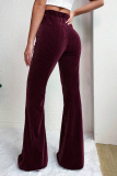 Peacock Blue Casual Corduroy Texture Regular High Waist Speaker Skinny Flared Pants Bottoms