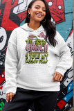 White Pink Casual Christmas Grinch Top Long Sleeve Fall Winter Hooded Sweatshirt