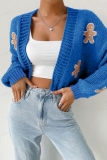 Black Casual Biscuit Man Dropped Shoulder Cardigan Fall Spring Short Knitted Sweater Coats Jacket
