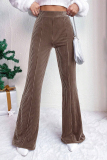 Peacock Blue Casual Corduroy Texture Regular High Waist Speaker Skinny Flared Pants Bottoms