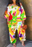 Light Purple Floral Print Off Shoulder Long Sleeve Harem Loose Overall Jumpsuits