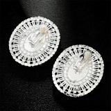 Silver Party Wedding Prom Daily Rhinestone Pearls Decor Oversize Stud Earrings