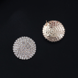 Silver Wedding Party Prom Daily Round Shaped Rhinestone Oversize Stud Earrings