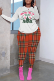 Pink Christmas Day Outfit Casual Grinch Print O Neck Long Sleeve Sweatshirt And Skinny Pants Two Pieces Trouser Sets