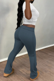 White Black Contrast Skinny Round Neck T-shirt and Belted Flared Pants Two Pieces Matching Sets