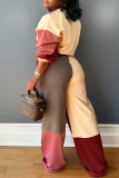 Tangerine Contrast Draw String Zip-up Stand Collar Long Sleeve Sweatshirt and Wide Leg Sweatpants Fall Winter Two Piece Sweatsuit Sets