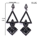 Black Oversize Party Club Daily Irregular Geometric Triangle Pendant Dangle Earrings