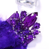 Purple Daily Fluffy Feathered  Rhinestone Decor Earrings
