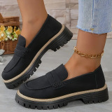 Red Slip-On Loafers With Canvas Upper and Cushioned Flats Shoes