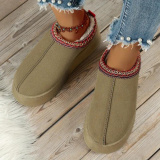 Black Slip-On Loafers with Soft Upper and Cushioned Round Keep Warm Shoes