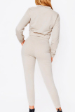 Black Sportwear Casual Zipper Collar Long Sleeve Crop Jackets And Skinny Sweatpants Two Pieces Jogger Sets