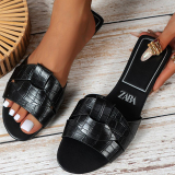 Brown Leather Slide Sandals With Single Strap Casual Shoes