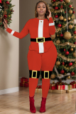 Black Red Christmas 2 Piece Outfits Christmas Tree Deer Print O Neck Long Sleeve T Shirt and Skinny Pant Two Piece Trousers Set
